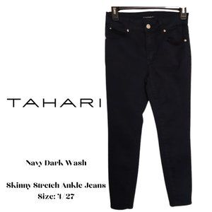 Tahari Women's Dark Navy Stretch Skinny Ankle Jeans-Jeggings SZ 4/27 Good Shape!